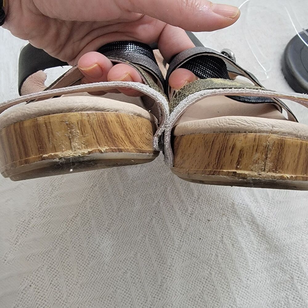 Dansko Multi-strap Metallic and Black Block Heel Sandals - Picture 6 of 16